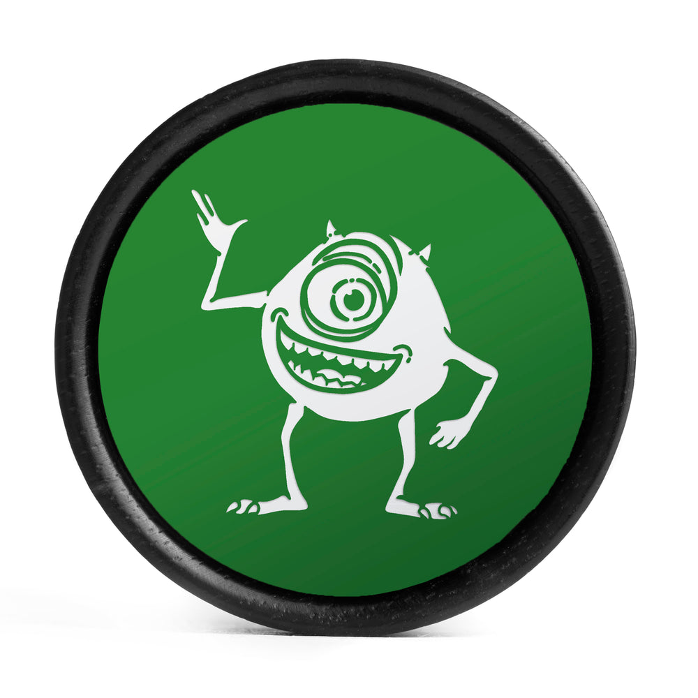 Mike Wazowski Plug / Gauge - Green & White Inlay Ebony Wood | Convex Double Flare - Lasered To Order In House At Custom Plugs HQ