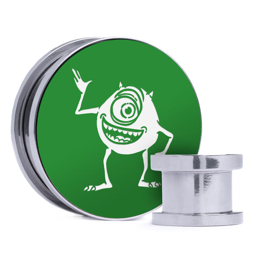 Mike Wazowski - Green & White Inlay Steel Screw Back / Plug / Gauge