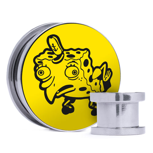 Mocking Spongebob - Yellow & Black Inlay Steel Screw Back / Plug / Gauge
