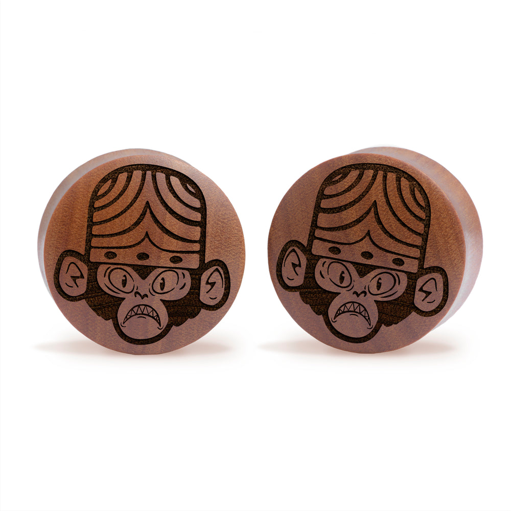 Mojo Jojo Plug / Gauge - Saba Wood | Convex Double Flare - Lasered To Order In House At Custom Plugs HQ