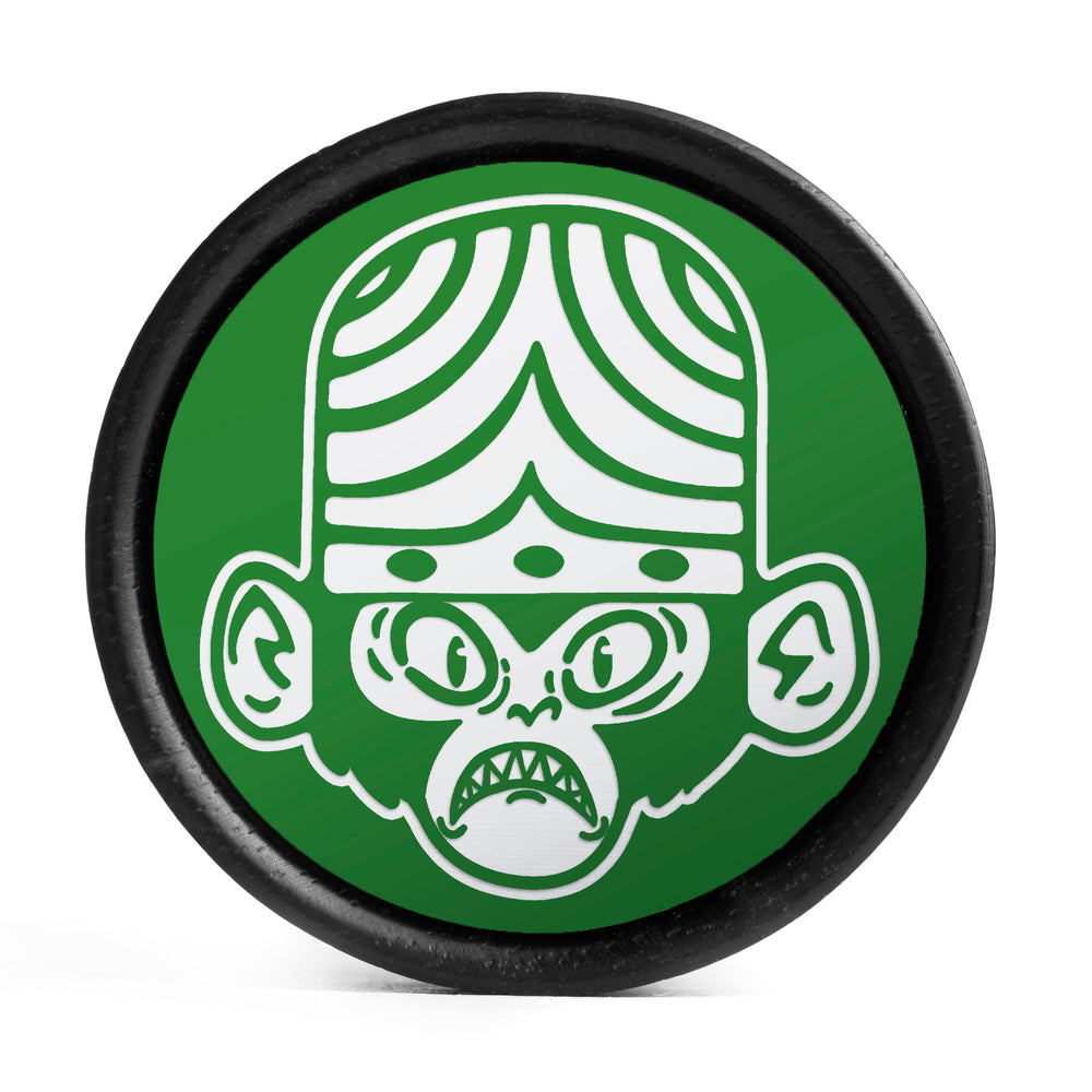 Mojo Jojo Plug / Gauge - Green & White Inlay Ebony Wood | Convex Double Flare - Lasered To Order In House At Custom Plugs HQ