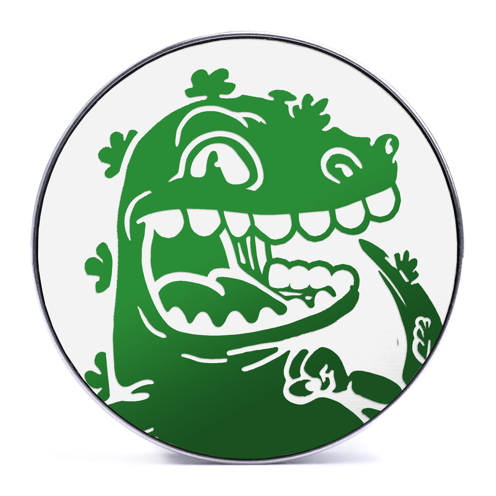 Reptar - Green & White Inlay Steel Screw Back / Plug / Gauge - Lasered To Order In House At Custom Plugs HQ