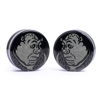 WSS Smashed Emblem Plug / Gauge - Black Glass | Flat Faced Double Flare