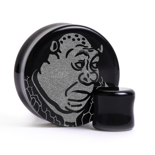 Shrek Plug / Gauge - Black Glass | Flat Faced Double Flare