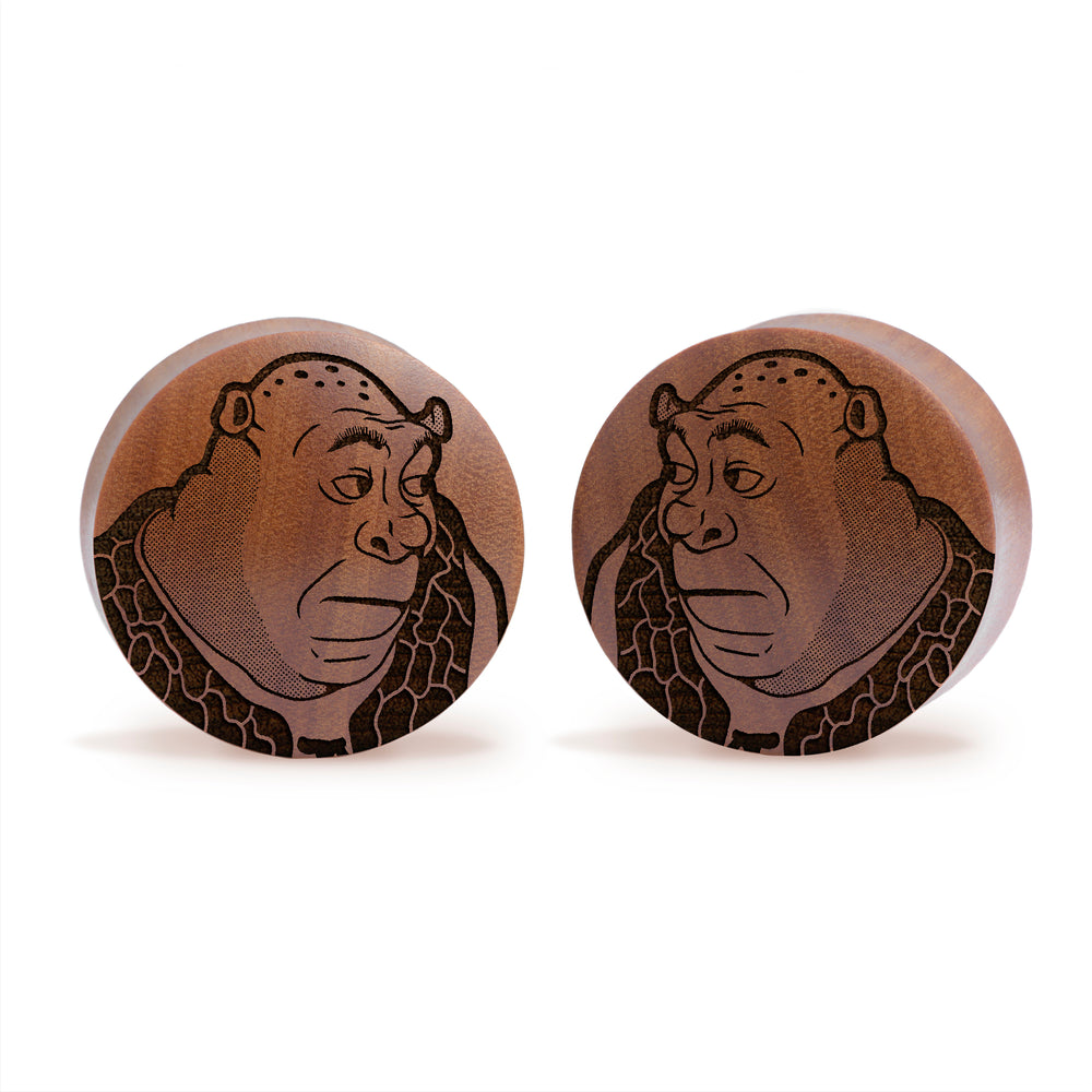 Shrek Plug / Gauge - Saba Wood | Convex Double Flare - Lasered To Order In House At Custom Plugs HQ