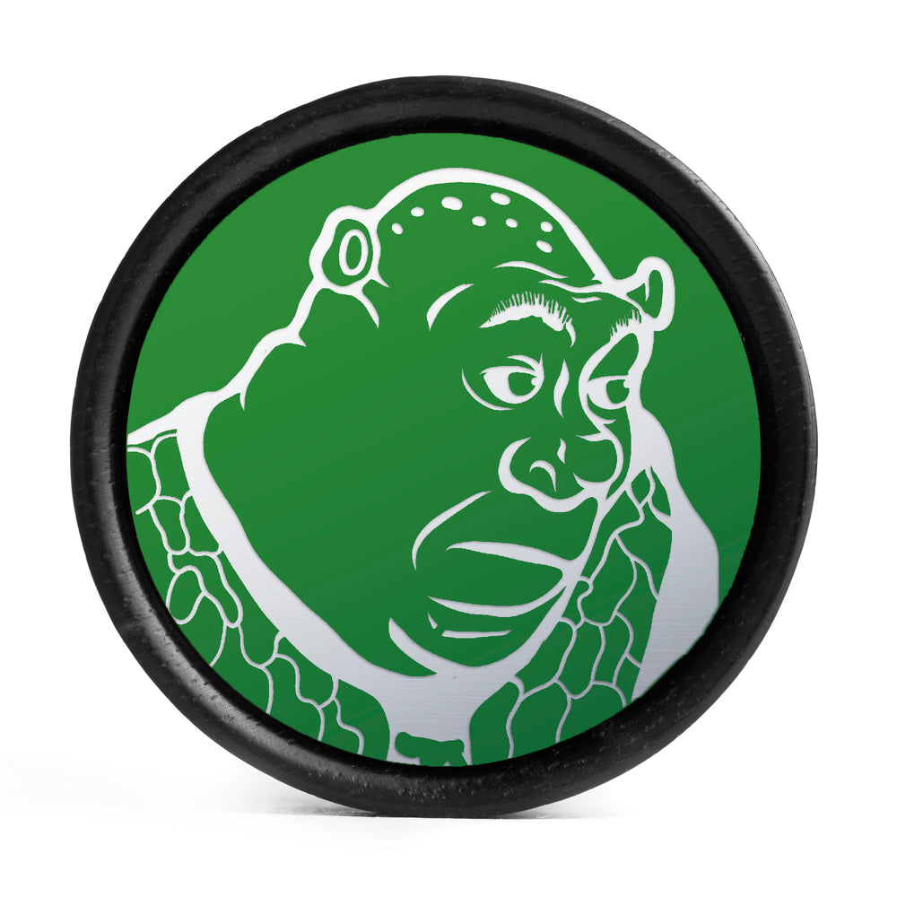 Shrek Plug / Gauge - Green & White Inlay Ebony Wood | Convex Double Flare - Lasered To Order In House At Custom Plugs HQ