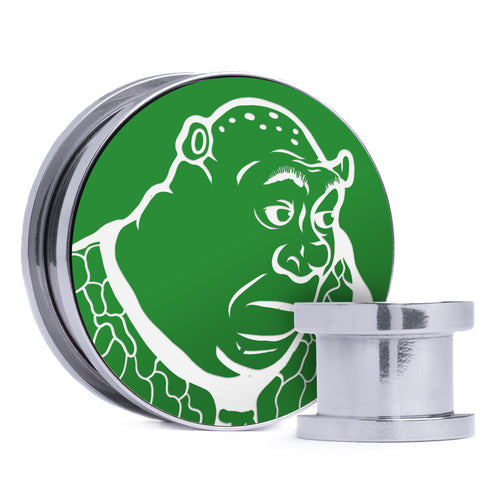 Shrek - Green & White Inlay Steel Screw Back / Plug / Gauge