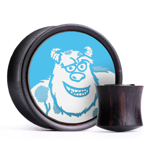 Sully Plug / Gauge - Green & White Inlay Ebony Wood | Convex Double Flare