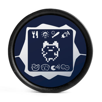 Tamagotchi Plug / Gauge - Blue & White Inlay Ebony Wood | Convex Double Flare
