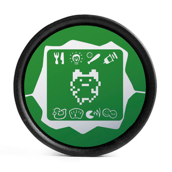 Tamagotchi Plug / Gauge - Green & White Inlay Ebony Wood | Convex Double Flare