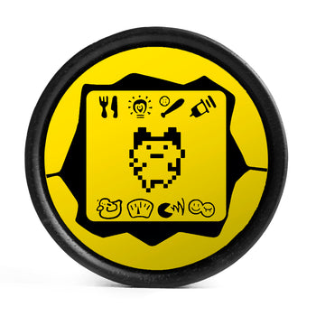 Tamagotchi Plug / Gauge - Yellow & Black Inlay Ebony Wood | Convex Double Flare