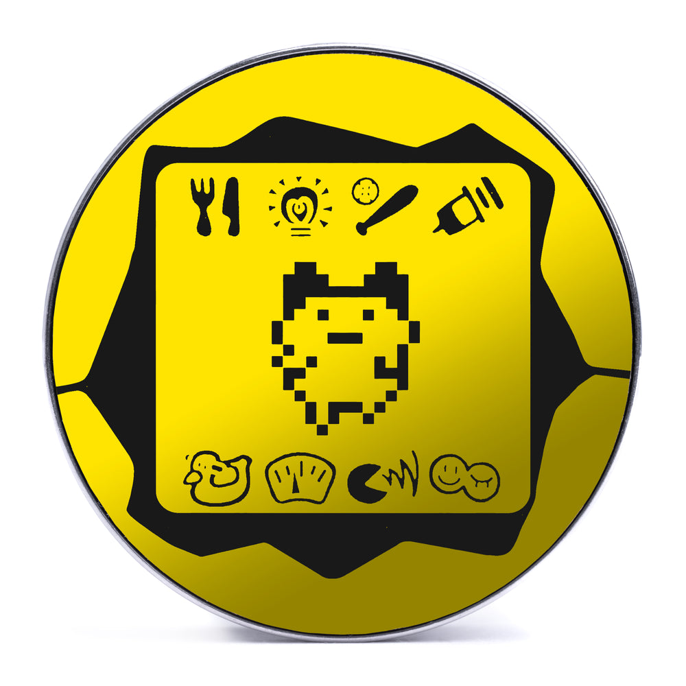 Tamagotchi - Yellow & Black Inlay Steel Screw Back / Plug / Gauge - Lasered To Order In House At Custom Plugs HQ