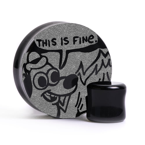 This Is Fine Plug / Gauge - Black Glass | Flat Faced Double Flare