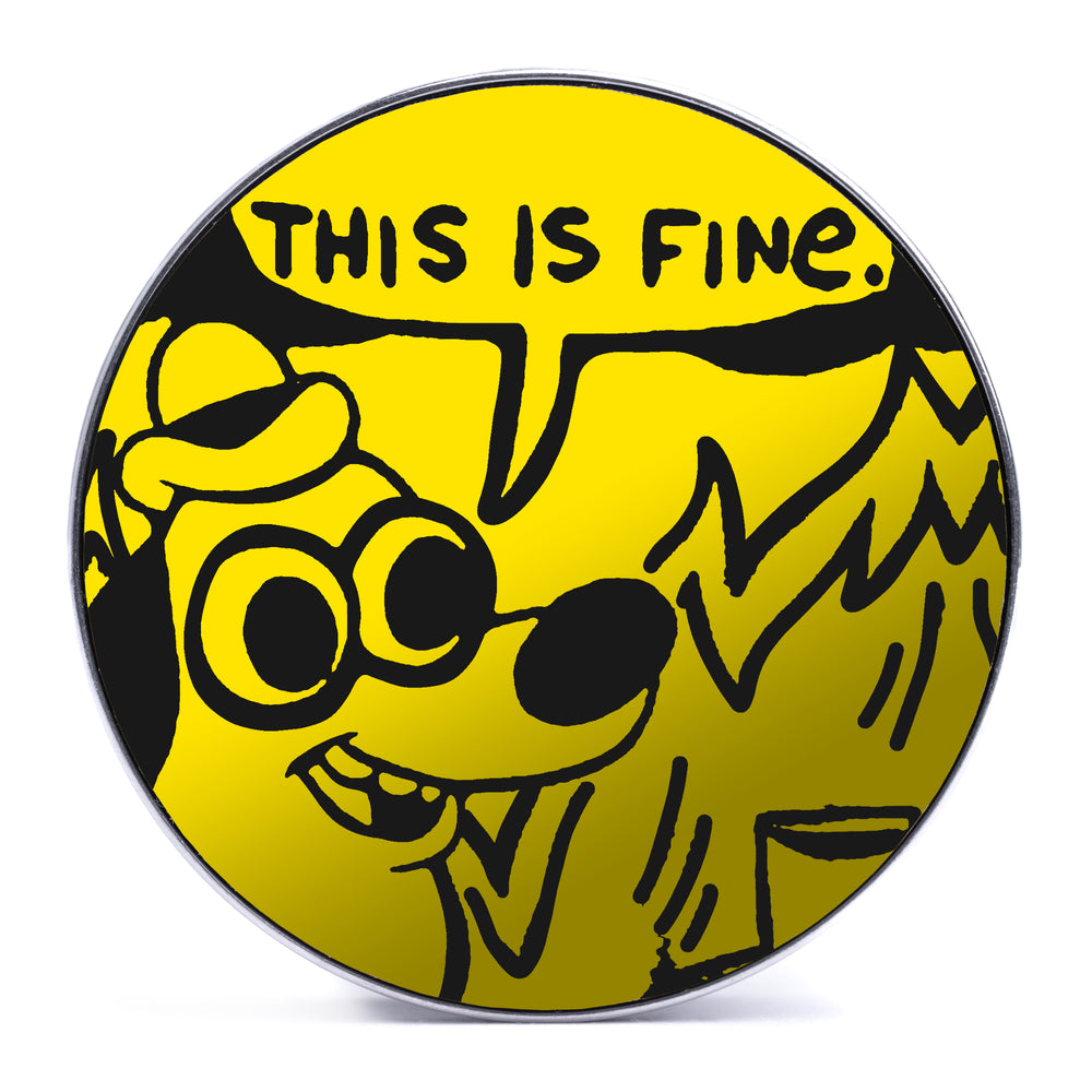 This Is Fine - Yellow & Black Inlay Steel Screw Back / Plug / Gauge - Lasered To Order In House At Custom Plugs HQ