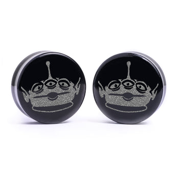 Alien Toy Story Plug / Gauge - Black Glass | Flat Faced Double Flare