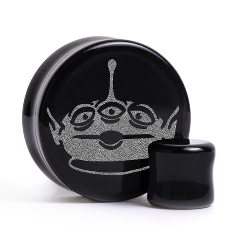 Alien Toy Story Plug / Gauge - Black Glass | Flat Faced Double Flare