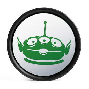 Alien Toy Story Plug / Gauge - Green & White Inlay Ebony Wood | Convex Double Flare