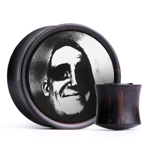 Traumatised Mr Incredible Plug / Gauge - White & Black Inlay Ebony Wood | Convex Double Flare