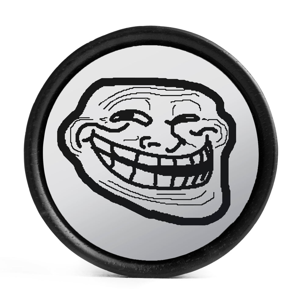 Troll Face Plug / Gauge - White & Black Inlay Ebony Wood | Convex Double Flare - Lasered To Order In House At Custom Plugs HQ