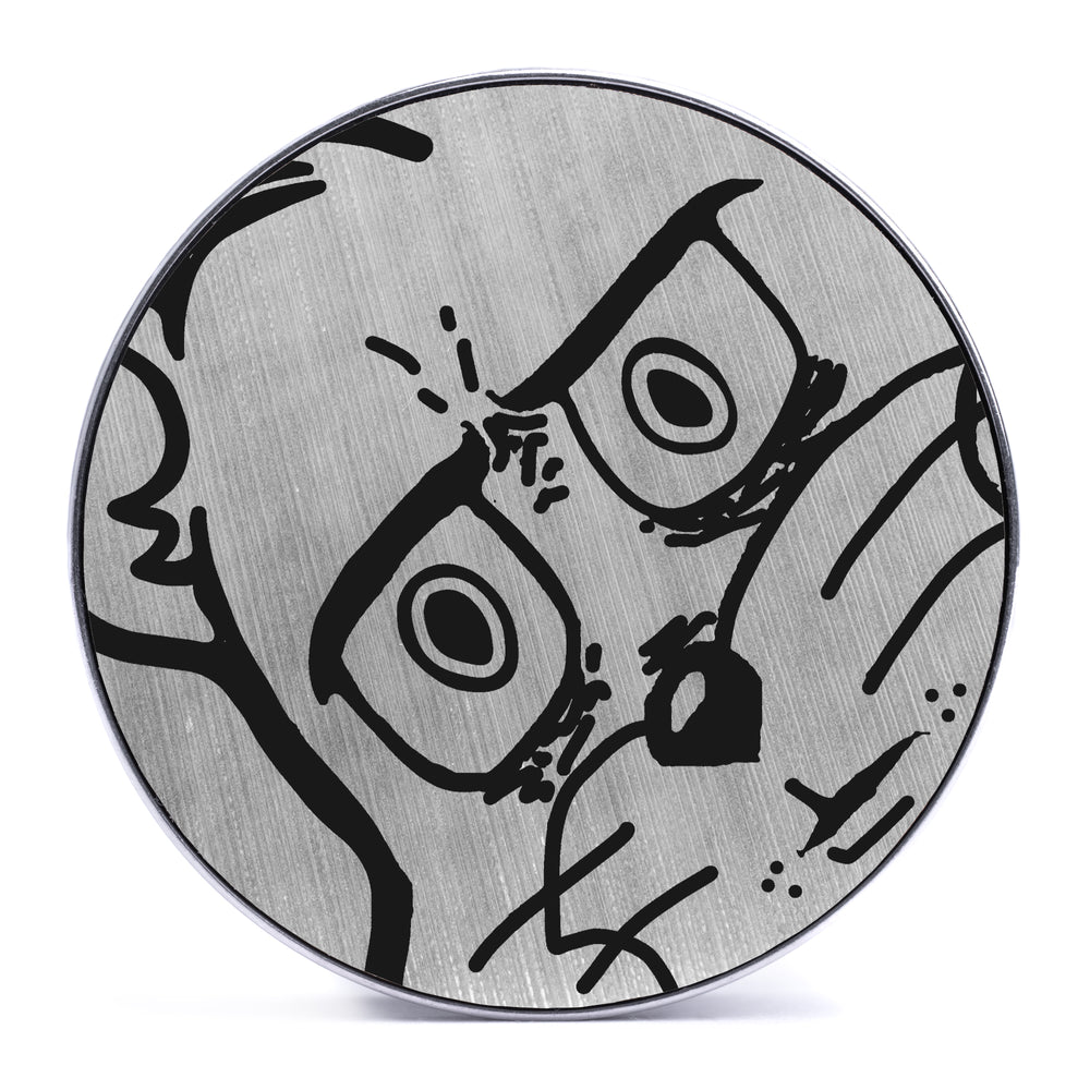 Unsettled Tom - Brushed Silver & Black Inlay Steel Screw Back / Plug / Gauge - Lasered To Order In House At Custom Plugs HQ