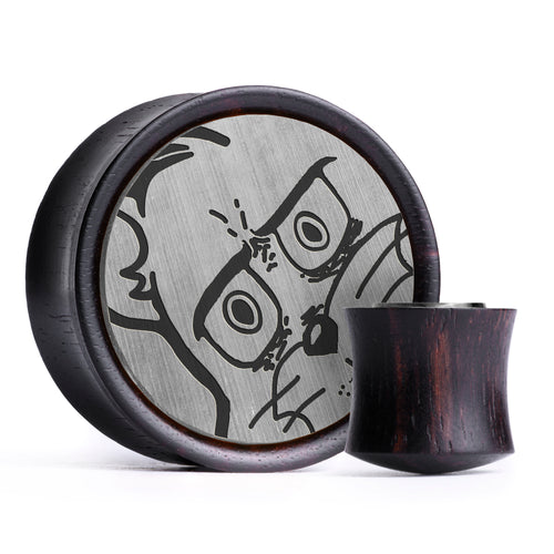 Unsettled Tom Plug / Gauge - Green & White Inlay Ebony Wood | Convex Double Flare