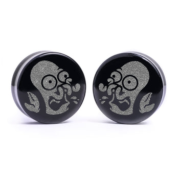 Zoidberg Futurama Plug / Gauge - Black Glass | Flat Faced Double Flare