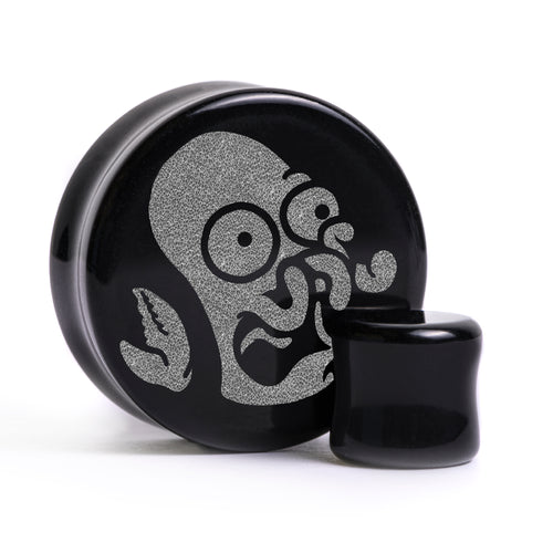 Zoidberg Futurama Plug / Gauge - Black Glass | Flat Faced Double Flare
