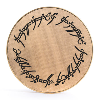 LOTR One Ring, Brushed Gold & Black Inlay Screwback Gold Steel Ear Stretching Plug