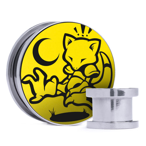 Abra - Yellow & Black Inlay Steel Screw Back / Plug / Gauge