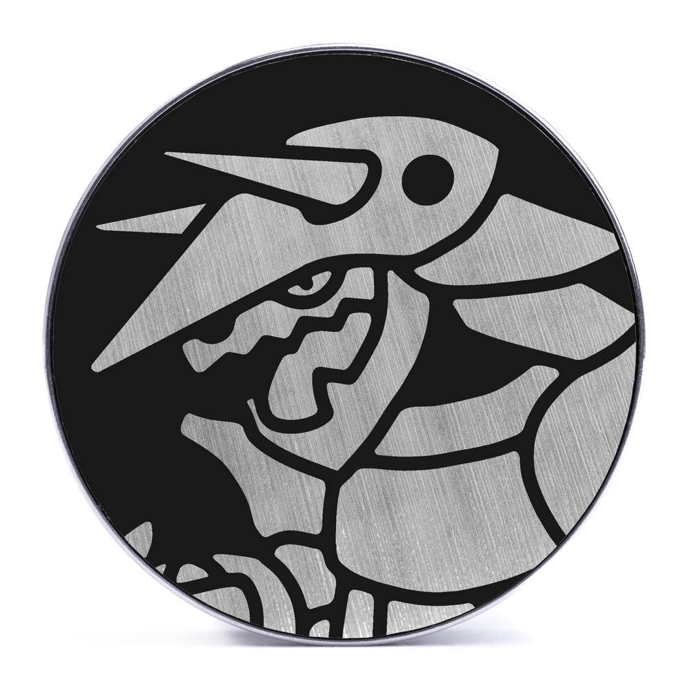 Aggron - Brushed Silver & Black Inlay Steel Screw Back / Plug / Gauge - Lasered To Order In House At Custom Plugs HQ