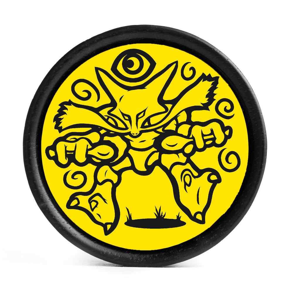 Alakazam Plug / Gauge - Yellow & Black Inlay Ebony Wood | Convex Double Flare - Lasered To Order In House At Custom Plugs HQ