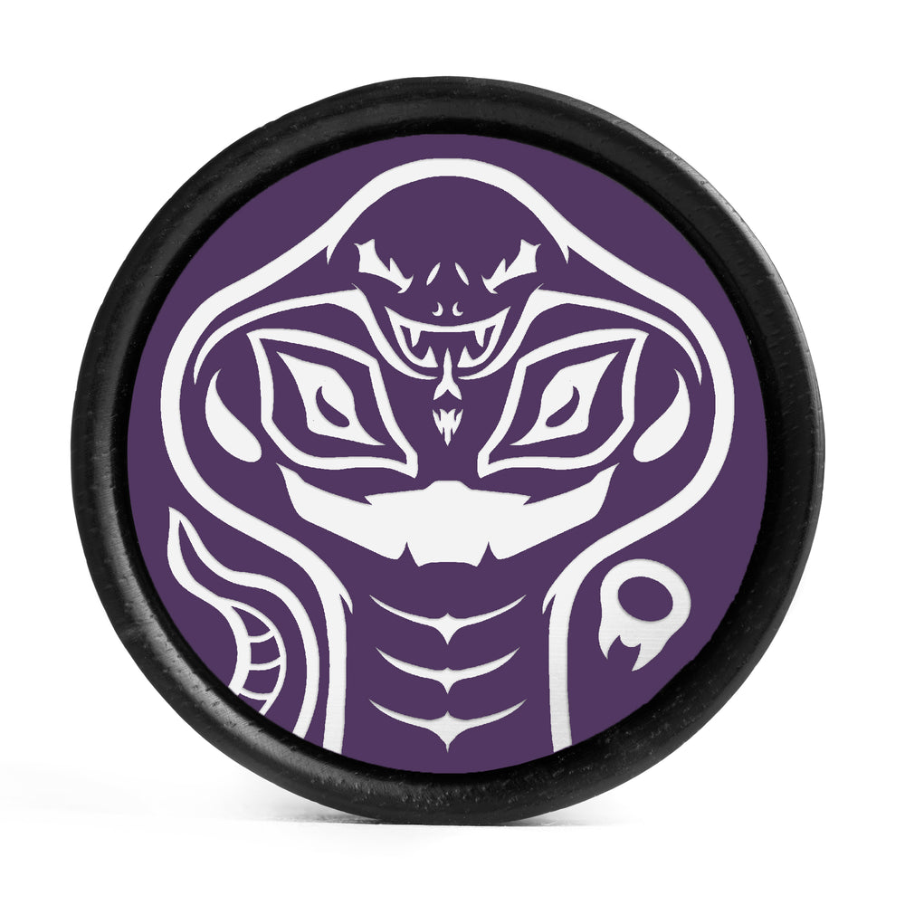 Arbok Plug / Gauge - Purple & White Inlay Ebony Wood | Convex Double Flare - Lasered To Order In House At Custom Plugs HQ