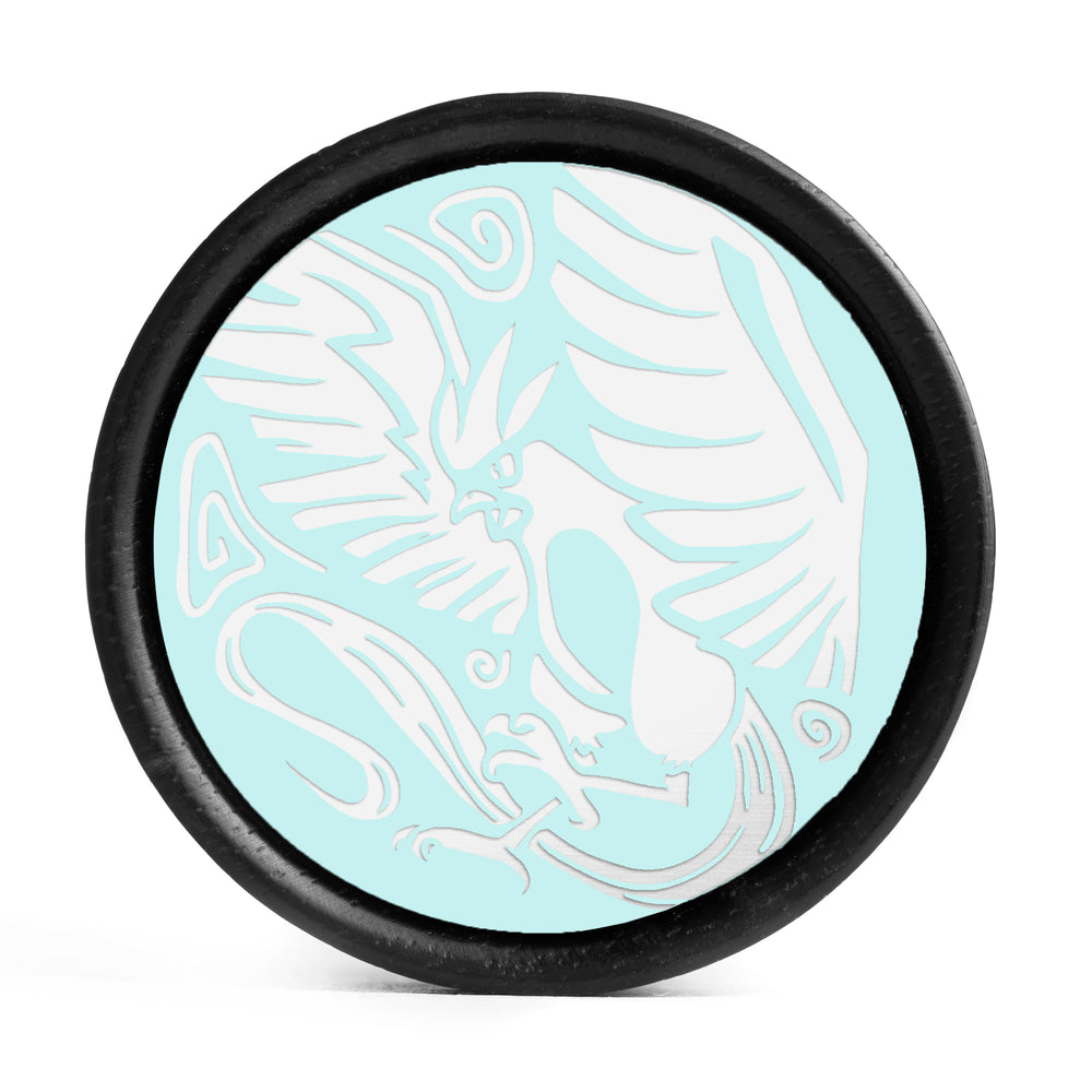 Articuno Plug / Gauge - Ice Blue & White Inlay Ebony Wood | Convex Double Flare - Lasered To Order In House At Custom Plugs HQ