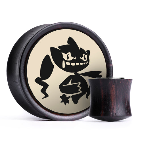 Banette Plug / Gauge - Ivory & Black Inlay Ebony Wood | Convex Double Flare