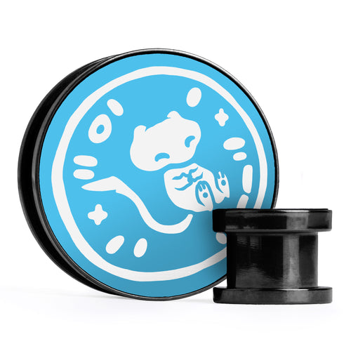 XD001 Shadow Lugia - Schwarzer Stahl-Ohr Stretching Plug mit schwarzer Einlage und Schraubverschluss