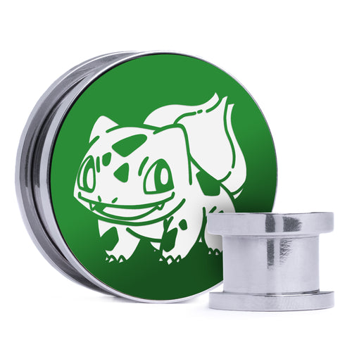 Bulbasaur - Green & White Inlay Steel Screw Back / Plug / Gauge