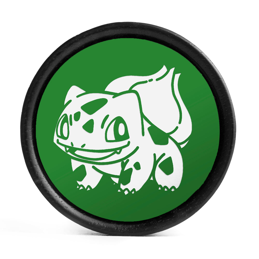 Bulbasaur Plug / Gauge - Green & White Inlay Ebony Wood | Convex Double Flare - Lasered To Order In House At Custom Plugs HQ