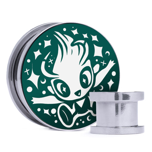 Celebi - Evergreen & White Inlay Steel Screw Back / Plug / Gauge