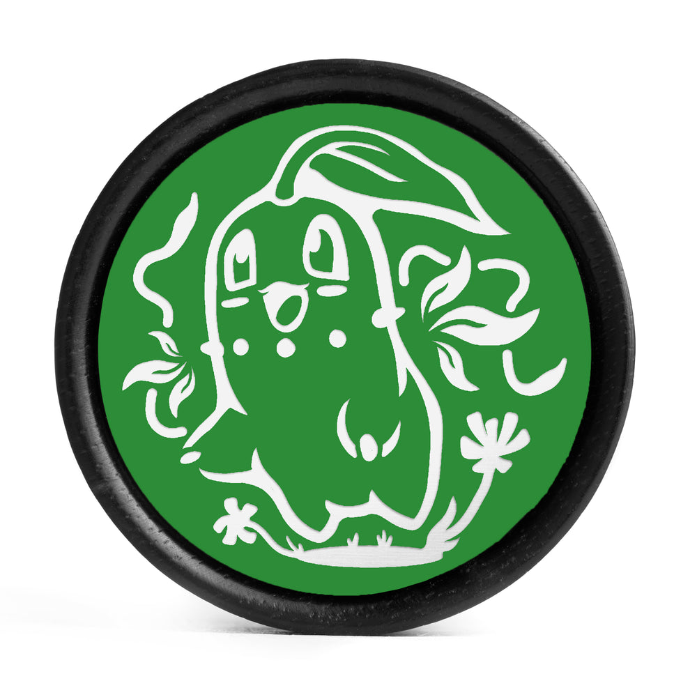 Chikorita Plug / Gauge - Grün & Weiß Einlage Ebenholz | Konvexer Doppelflansch