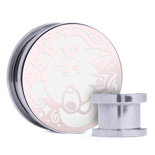 Clefairy - Light Pink & White Inlay Steel Screw Back / Plug / Gauge
