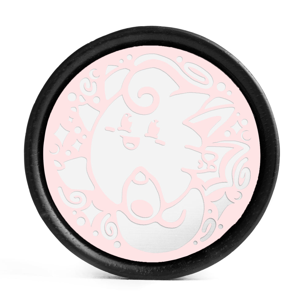 Clefairy Plug / Gauge - Light Pink & White Inlay Ebony Wood | Convex Double Flare - Lasered To Order In House At Custom Plugs HQ