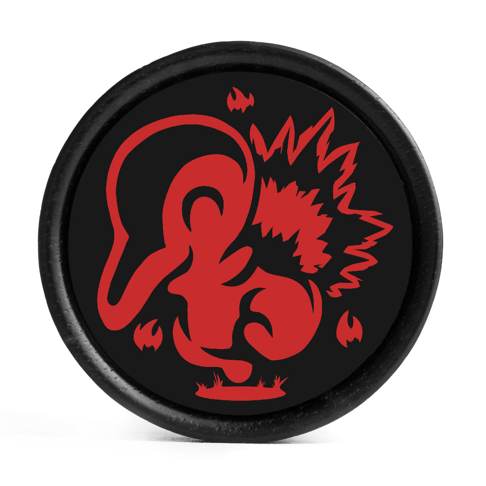 Cyndaquil Plug / Gauge - Black & Red Inlay Ebony Wood | Convex Double Flare - Lasered To Order In House At Custom Plugs HQ