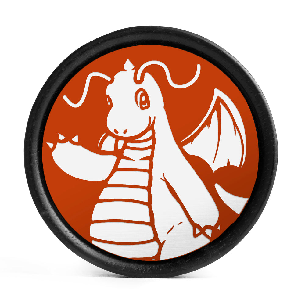 Dragonite Plug / Gauge - Orange & White Inlay Ebony Wood | Convex Double Flare - Lasered To Order In House At Custom Plugs HQ