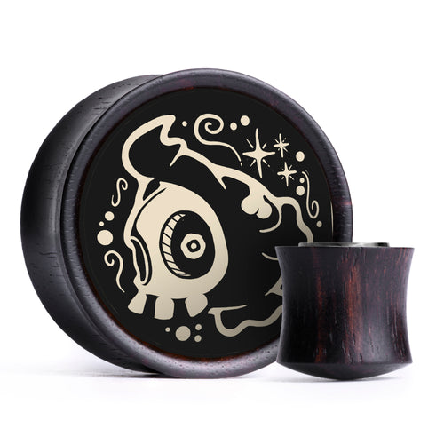 Duskull Plug / Gauge - Ivory & Black Inlay Ebony Wood | Convex Double Flare