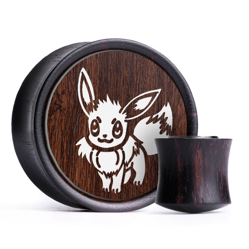 Eevee Plug / Gauge - Walnut & White Inlay Ebony Wood | Convex Double Flare