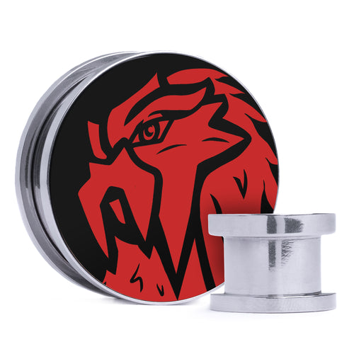 Entei - Black & Red Inlay Steel Screw Back / Plug / Gauge