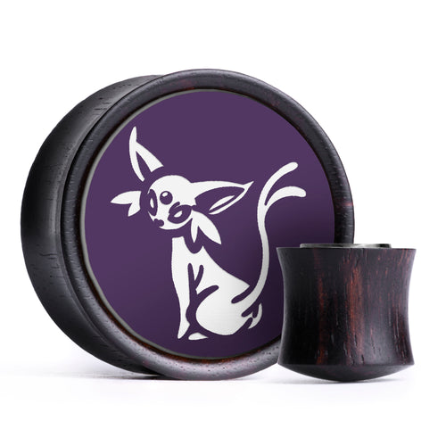 Espeon Plug / Gauge - Purple & White Inlay Ebony Wood | Convex Double Flare