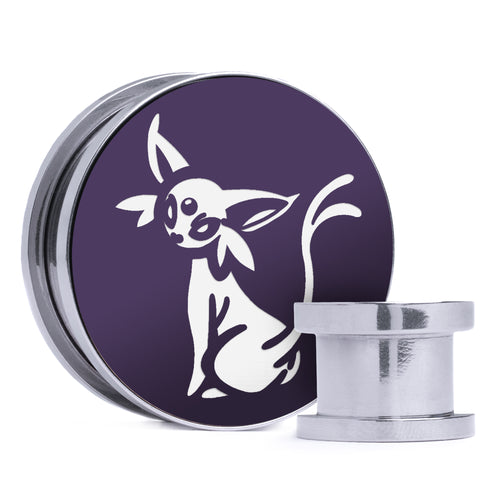 Espeon - Purple & White Inlay Steel Screw Back / Plug / Gauge