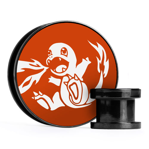 XD001 Shadow Lugia - Schwarzer Stahl-Ohr Stretching Plug mit schwarzer Einlage und Schraubverschluss