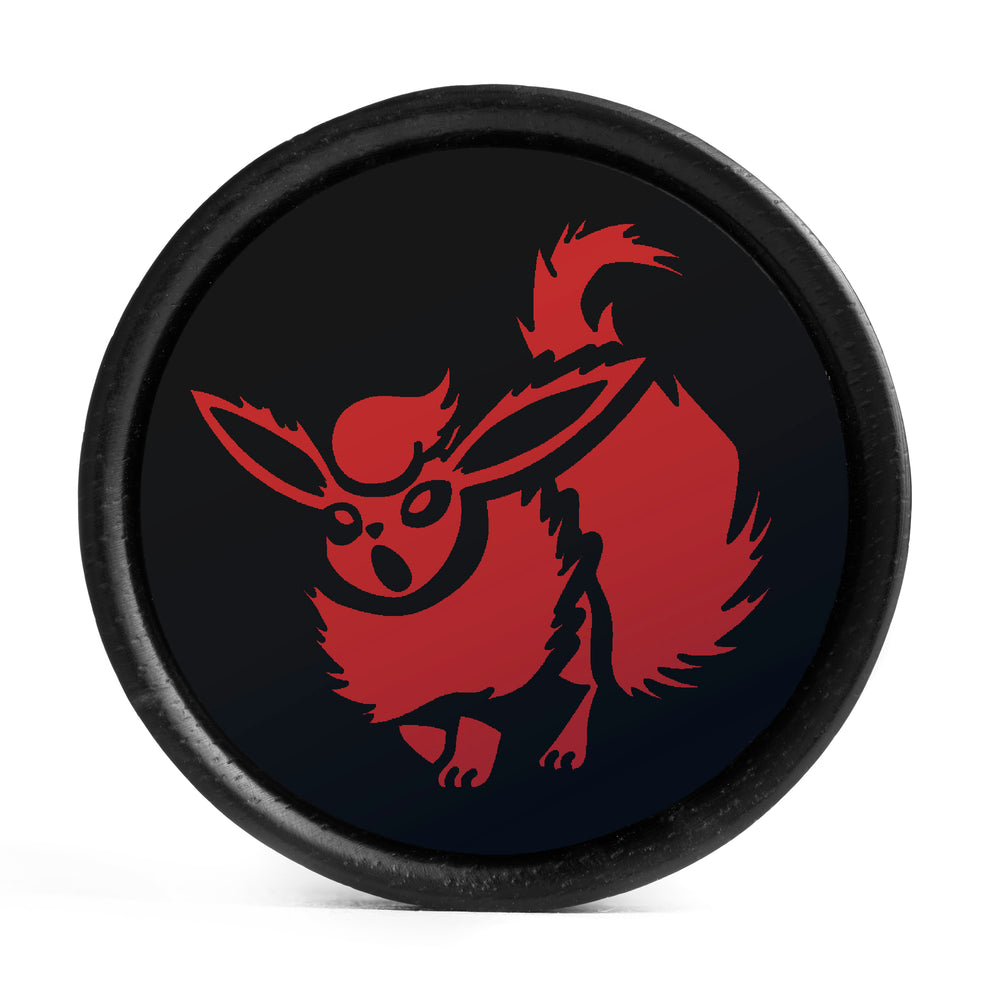 Flareon Plug / Gauge - Black & Red Inlay Ebony Wood | Convex Double Flare - Lasered To Order In House At Custom Plugs HQ